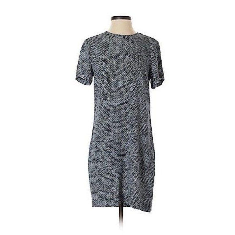 Michael Michael Kors Blue Print Short Sleeve Crew Neck Viscose Shift Dress XS